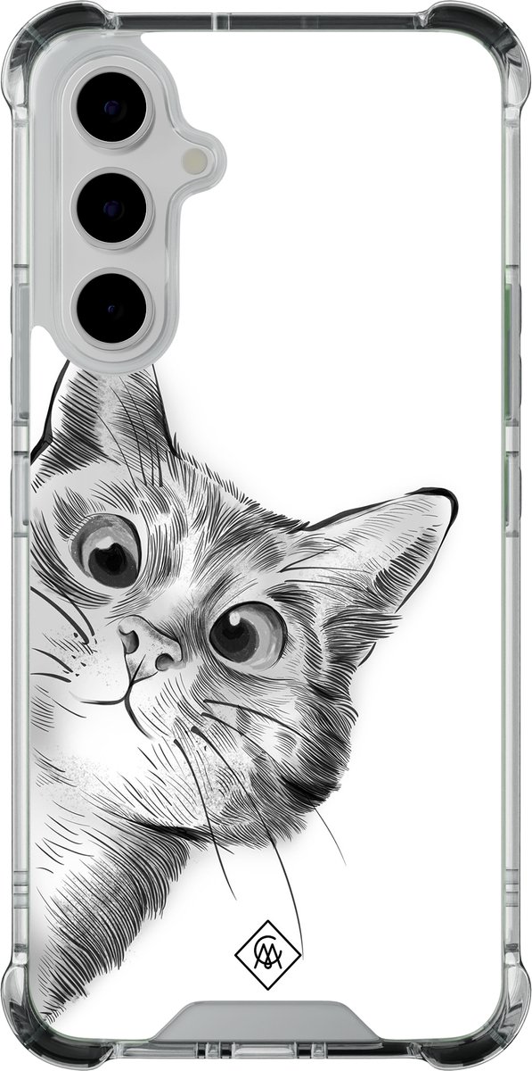 Casimoda® hoesje - Geschikt voor Samsung Galaxy A55 - Kat Kiekeboe - Shockproof case - Extra sterk - - Multi, Transparant