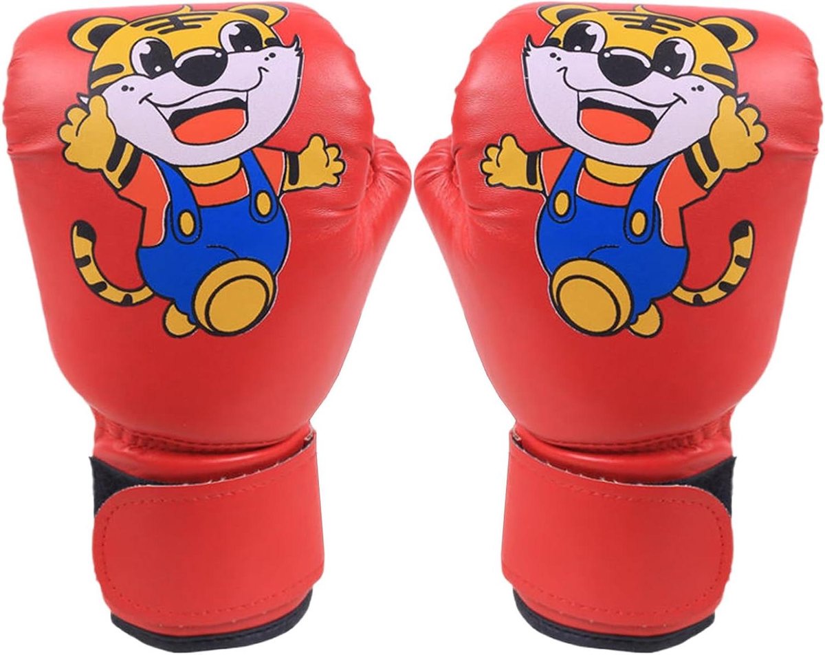 Kinder Bokshandschoenen - Jeugd Handschoenen - Sport Training - Ademend PU Leer - 3-12 Jaar - Rood