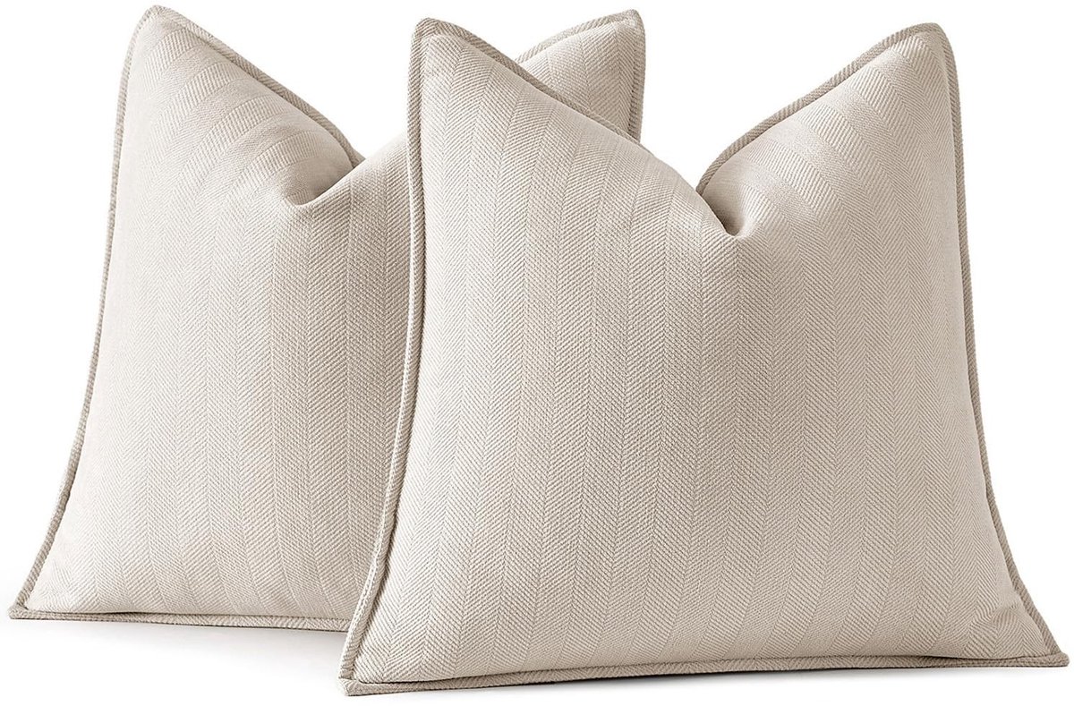 Elzusha - Set van 2 Kussenslopen 45x45 cm Beige Chenille