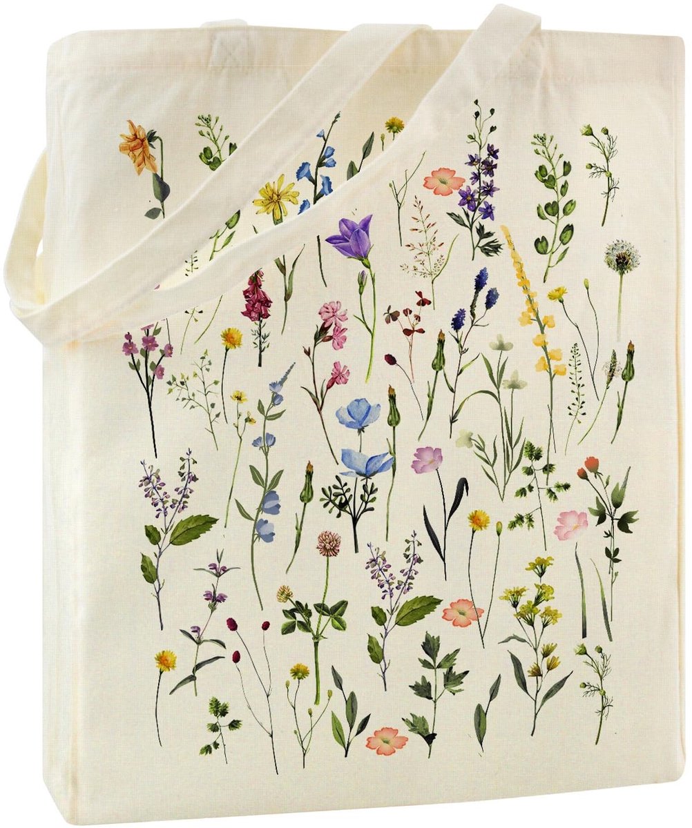 Elzusha - Canvas Tote Bag met Wilde Bloemen