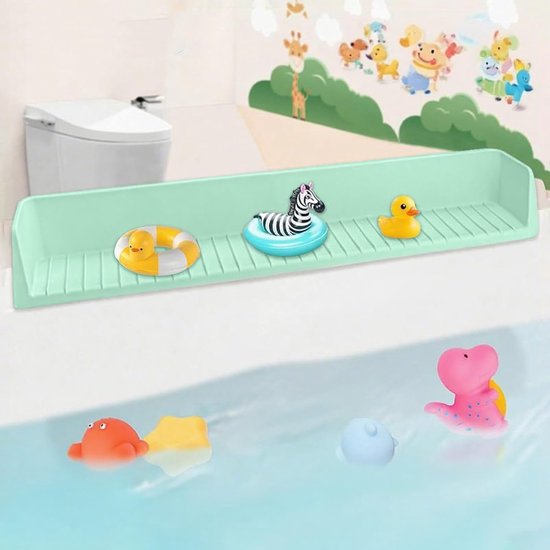 Badkuip Spatscherm - Bad Organizer - Badkamer Netjes - Geïntegreerde Opbergruimte - 80 x 11.5 cm - Groen — afbeelding 3