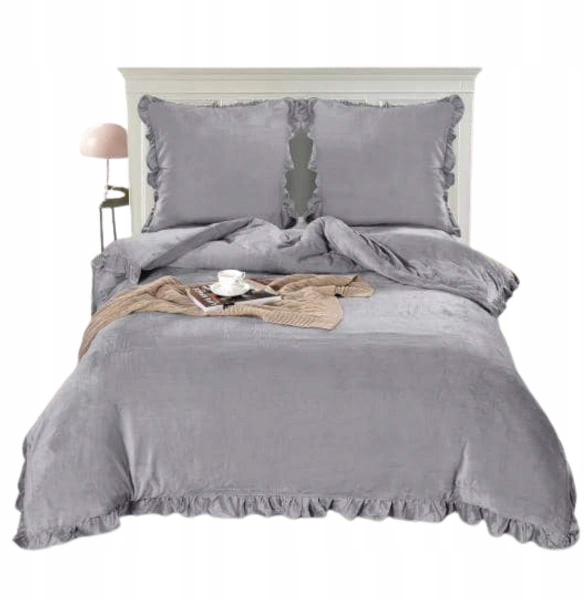 Luxe Velours Dekbedovertrek Set 160x200cm met Ruches - Warm & Zacht