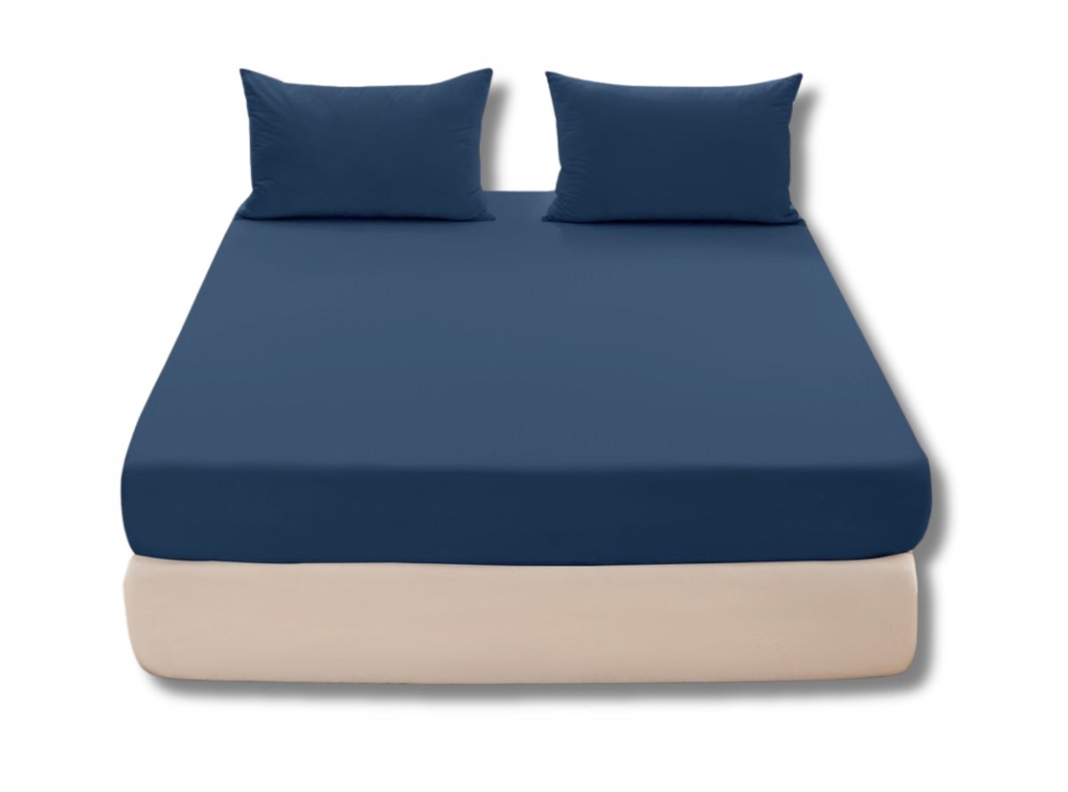 Merkloos Hoeslaken met Elastiek 160x200cm - Marineblauw