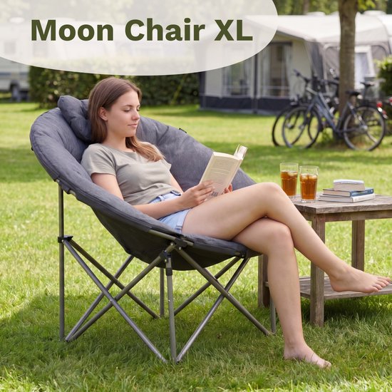 TRVLMORE Campingstoel XL - Opvouwbaar - 150KG Draagvermogen - Incl. Draagtas - Klapstoel - Kampeerstoel - Vouwstoel - Grijs van Merkloos — afbeelding 2