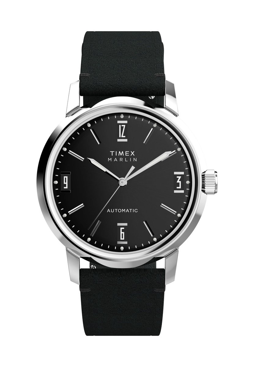 Timex Marlinâ® Automatic Automatic Wind Zwart Case: 100% Stainless Steel | Armband: 100% Leather 40 TW2W59700AJ