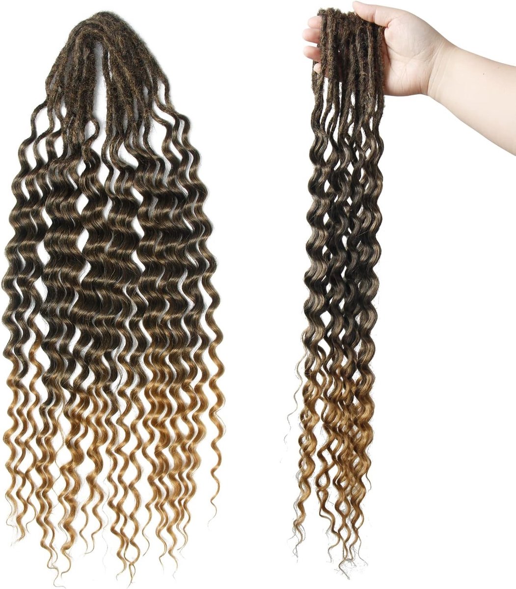 Dun 0.5 cm Dreadlock Extensions Krullend 24 Inch Dubbel Eindige Synthetische Wavy Dreadlocks - Zachte Voorgehaakte Dreads, 15 Strengen voor Volumineuze Haarstijl