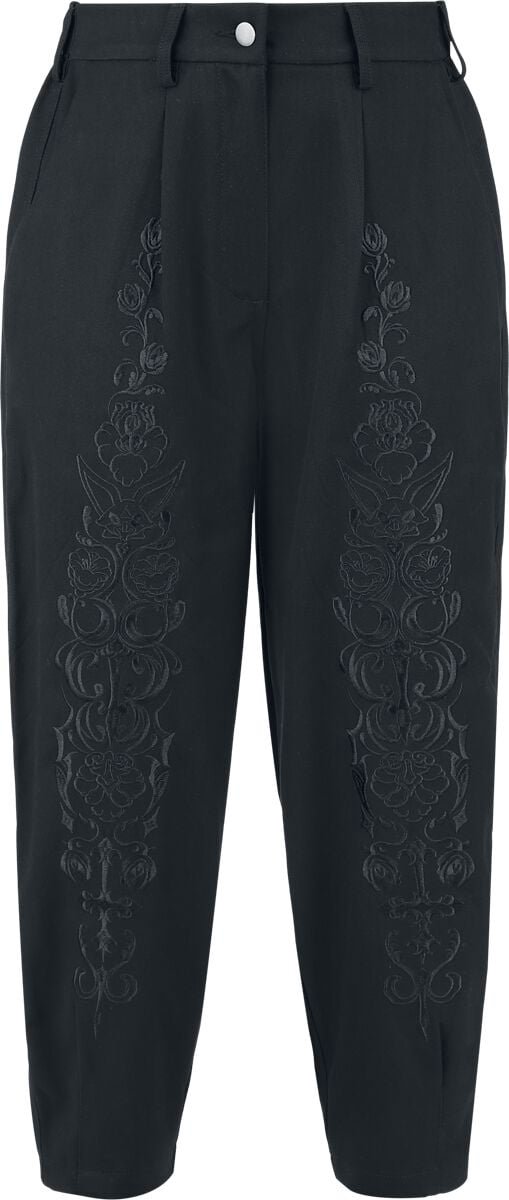 Gothicana zwarte stoffen broek met borduursel en regular fit - Dames - M