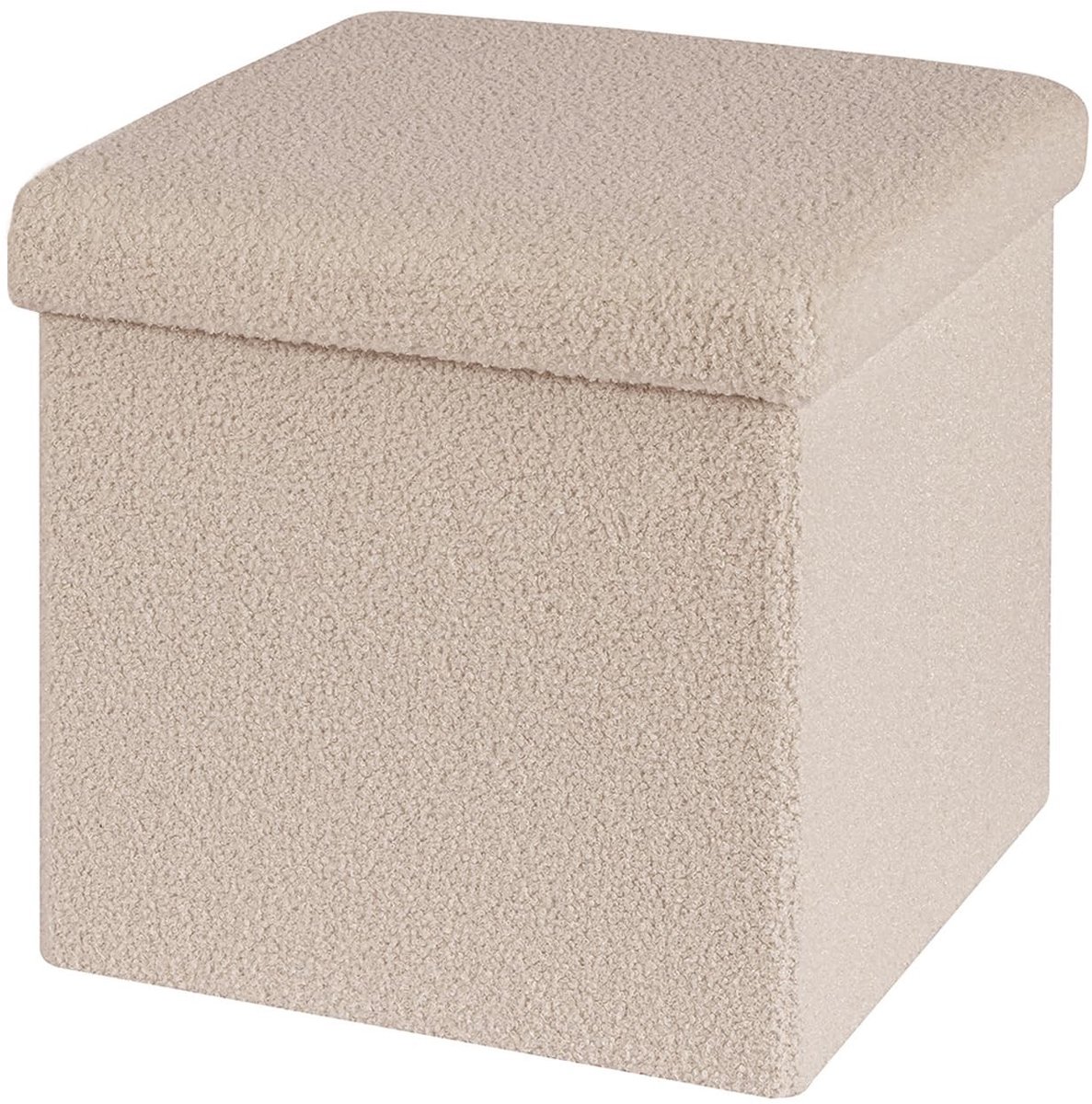 Elzusha - Opvouwbare Zitkubus met Opbergruimte en Deksel - Velvet Beige 40x40x40 cm