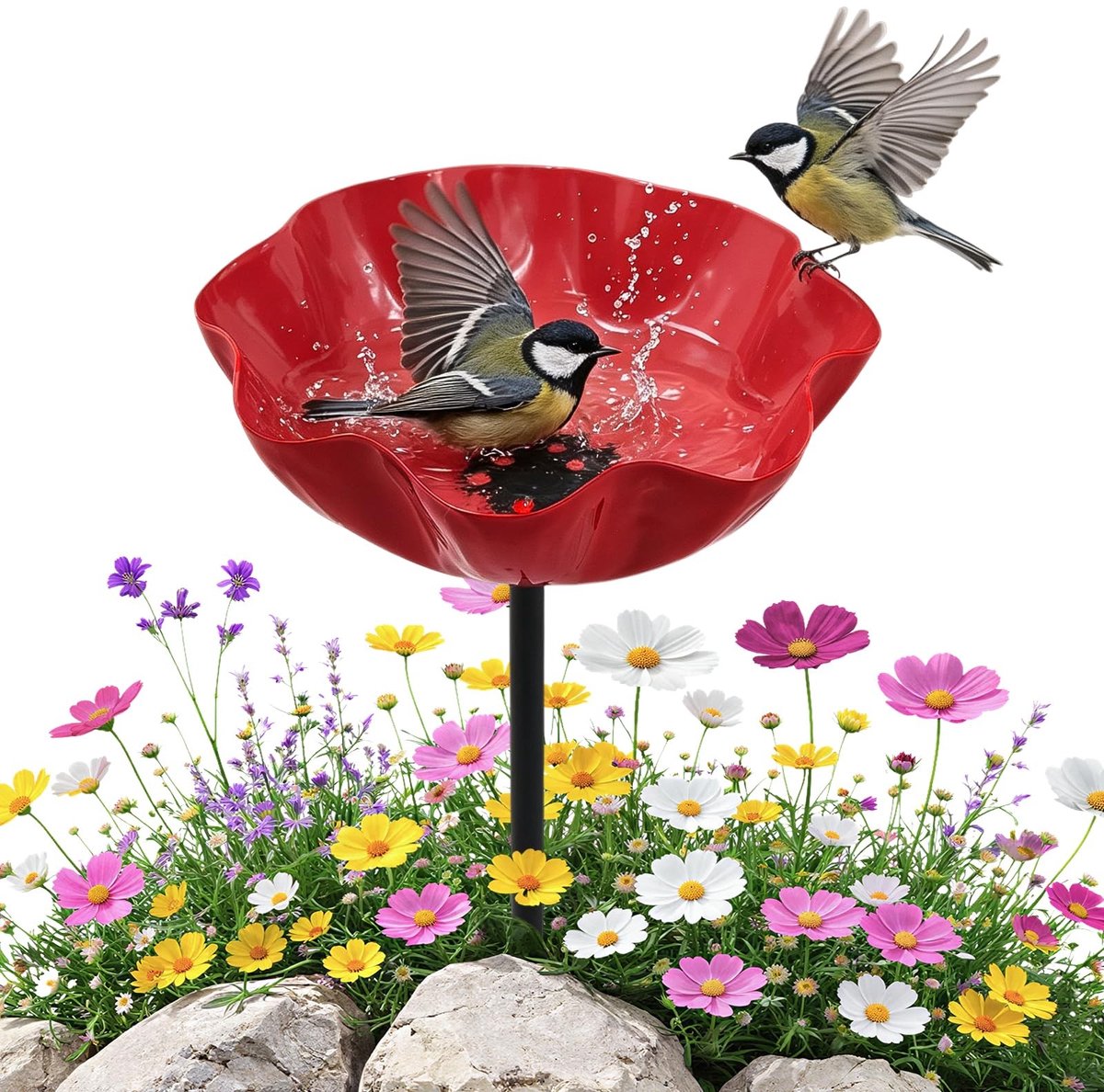 Elzusha - Winterbestendig Vogelbad voor de Tuin met Bloemen