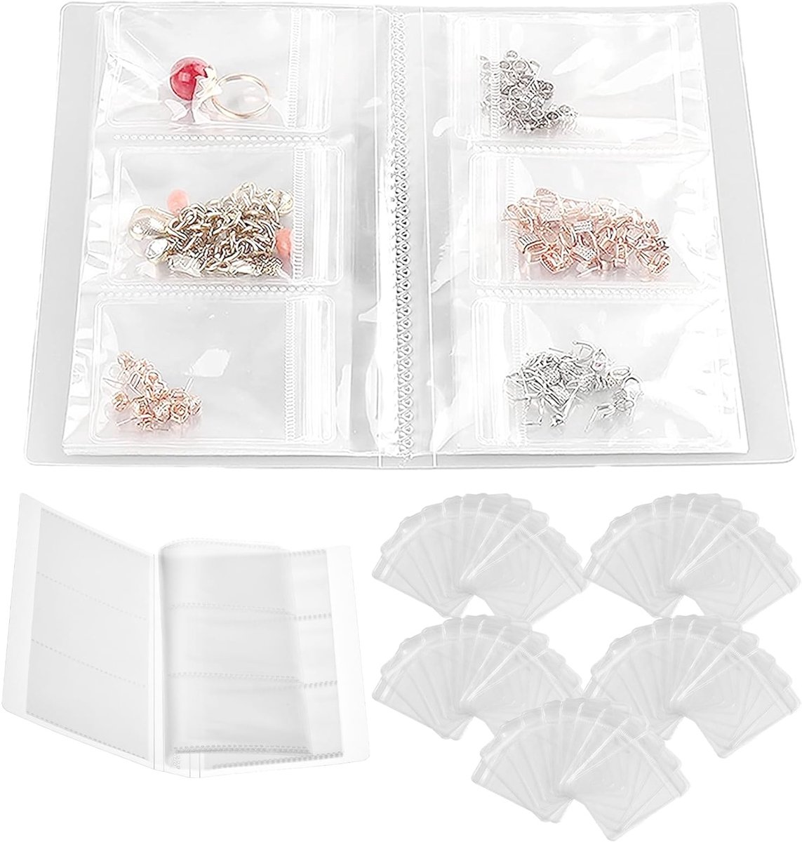 Elzusha - Transparant Sieradenopbergboek - Reis Organizer voor Ringen, Kettingen, Armbanden en Oorbellen
