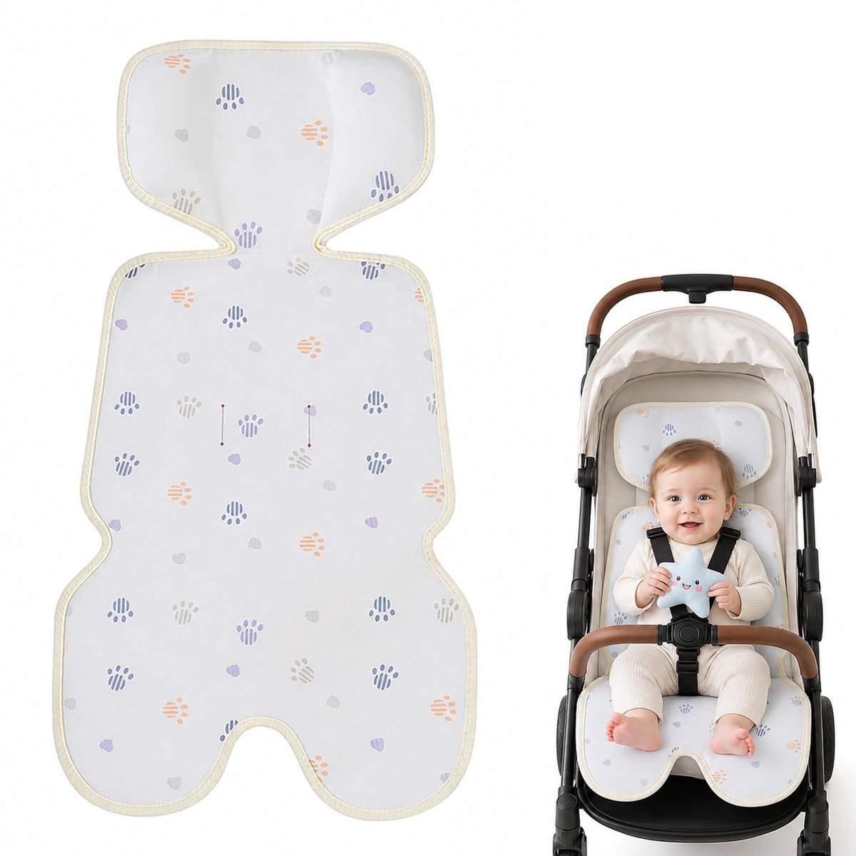 Elzusha - Buggy Kussen 70x37 cm met Rattan Mat