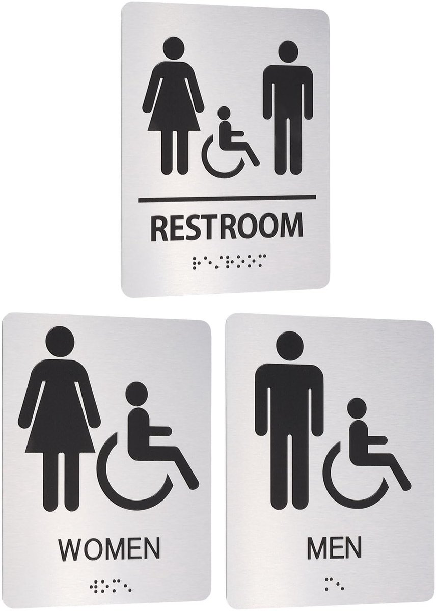 Elzusha - Set van 3 Aluminium Toiletborden met Zelfklevende Achterkant
