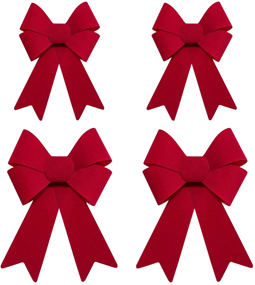 Elzusha - Set van 4 Rode Kerststrikken van Fluweel voor Decoratie