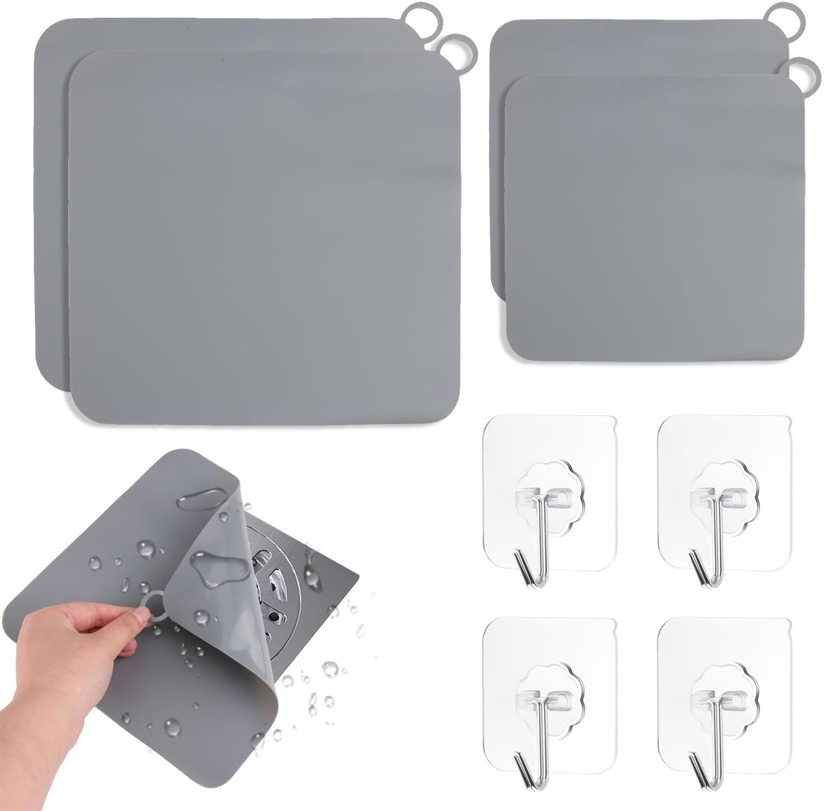 Elzusha - Set van 4 Siliconen Douche Afvoerdeksels