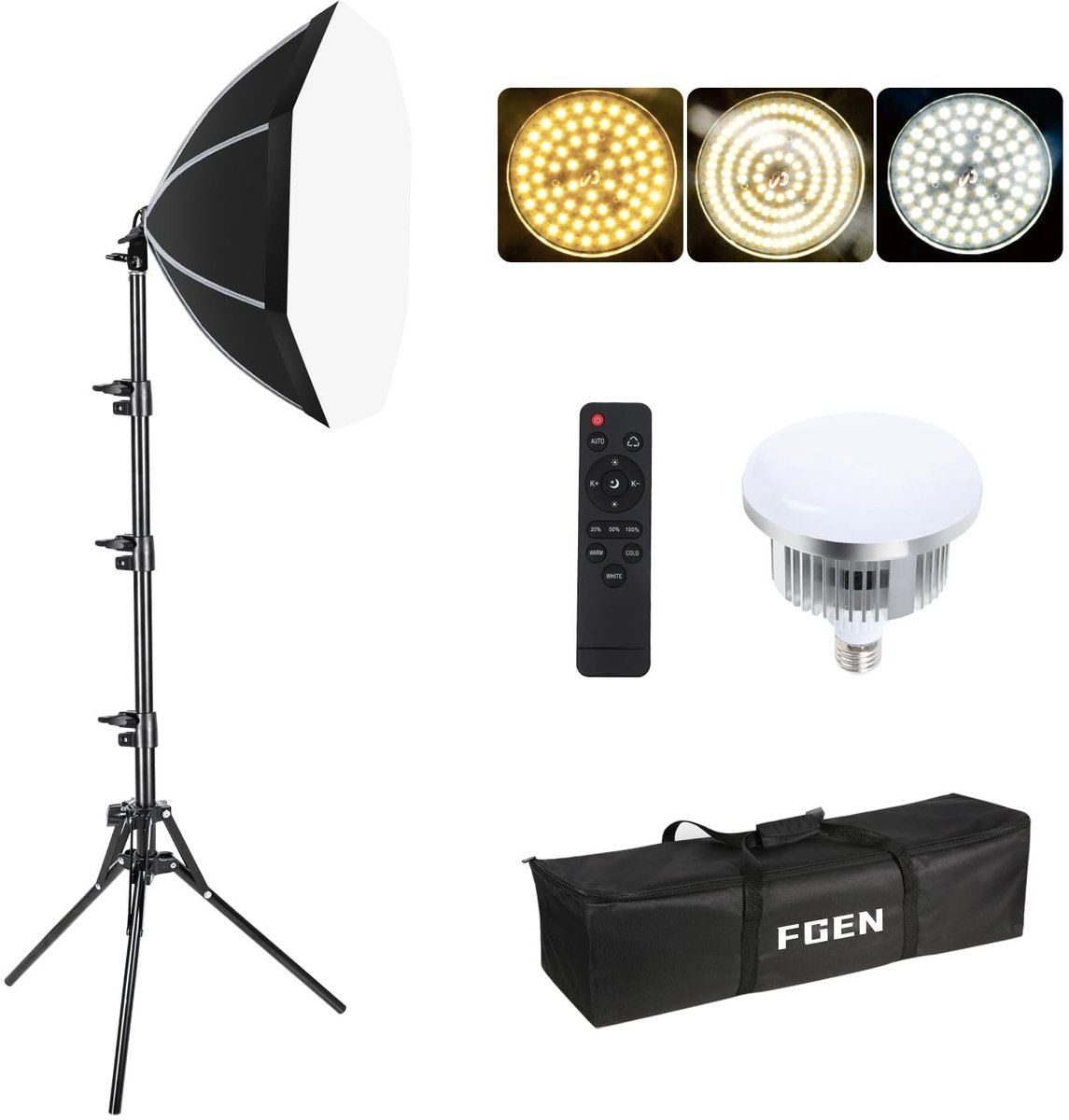 Elzusha - Fotostudio Set met 50cm Octagon Softbox en Verstelbaar Statief