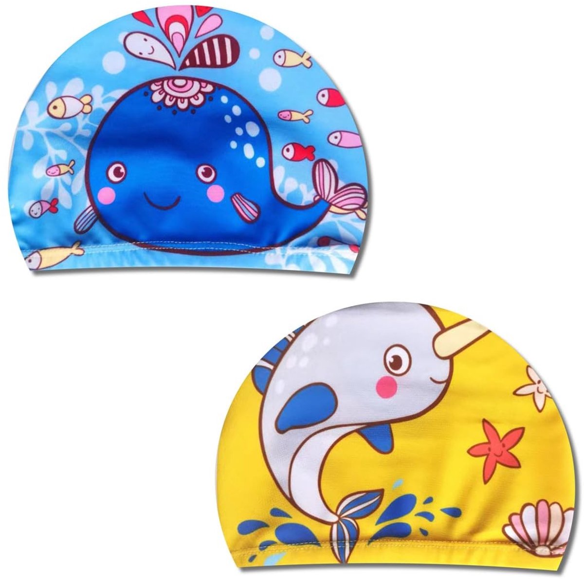 Elzusha - Set van 2 Zwemcaps voor Kinderen, Elastisch en Comfortabel