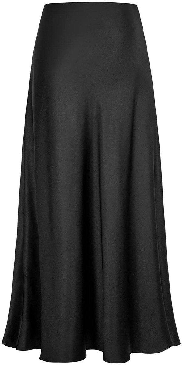 Elzusha - Dames Midi Rok met Hoge Taille van Satijn