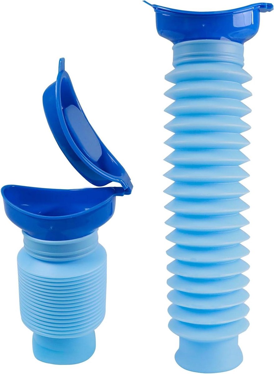 Draagbaar Urinoir - Noodtoilet Fles - Reizen en Kamperen - Inklapbaar en Lekvrij - 750 ml Capaciteit - Blauw