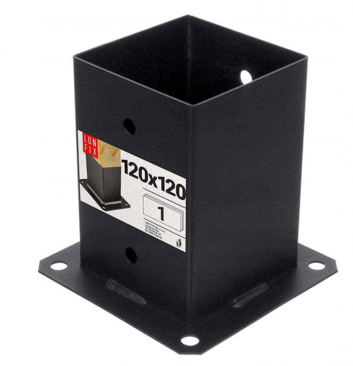 Elzusha - Post support 120 x 120 mm - Zwart poedercoating