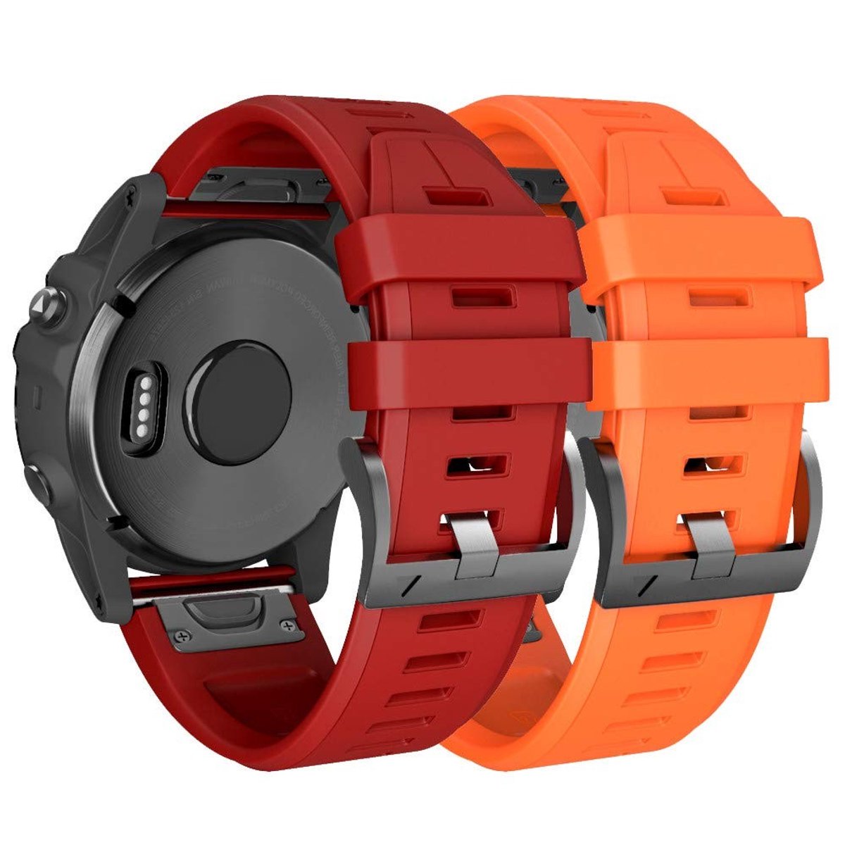 Elzusha - Silicone Quick-Fit Horlogeband 22mm voor Garmin (Rood + Oranje)