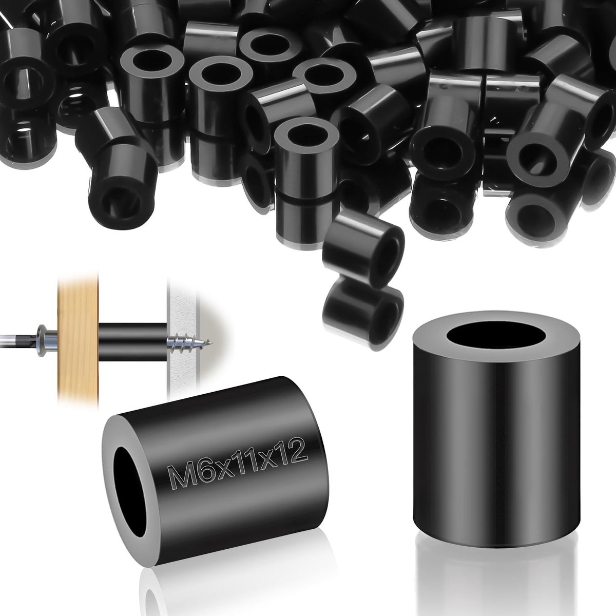 Elzusha - Set van 50 Nylon Spacers M6 11x12 mm
