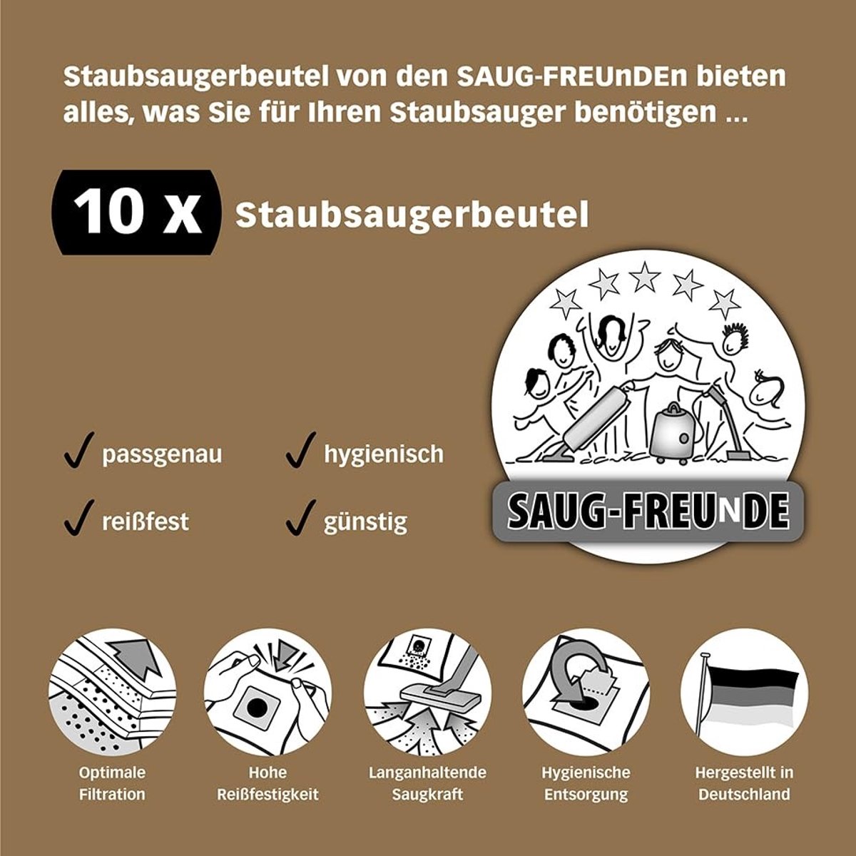 Elzusha - 10 Microvezel Stofzuigerzakken - Voor Diverse Stofzuigers