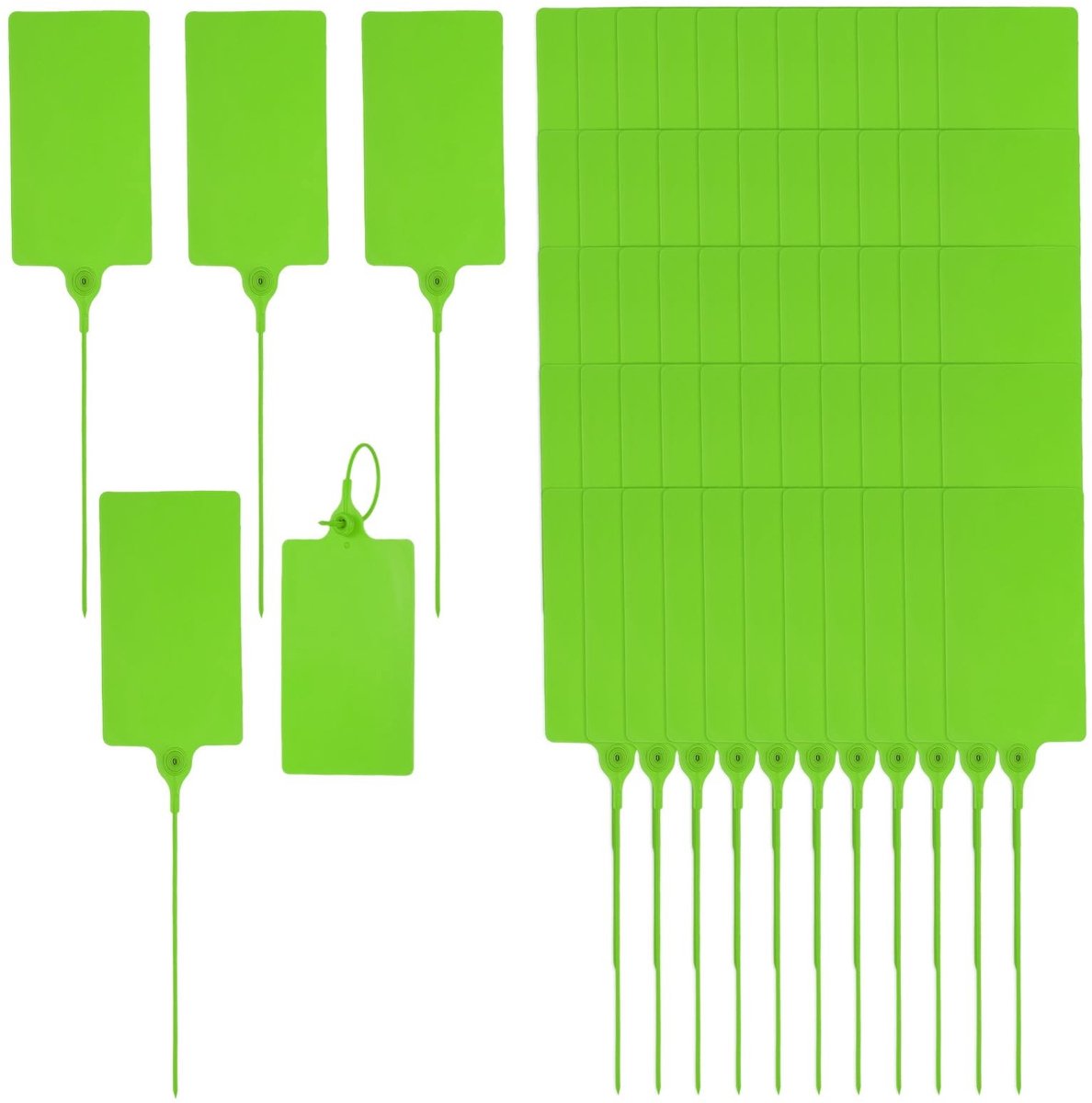 Elzusha - 100 stuks plastic labels voor etikettering en identificatie, 65 x 105 mm, groen