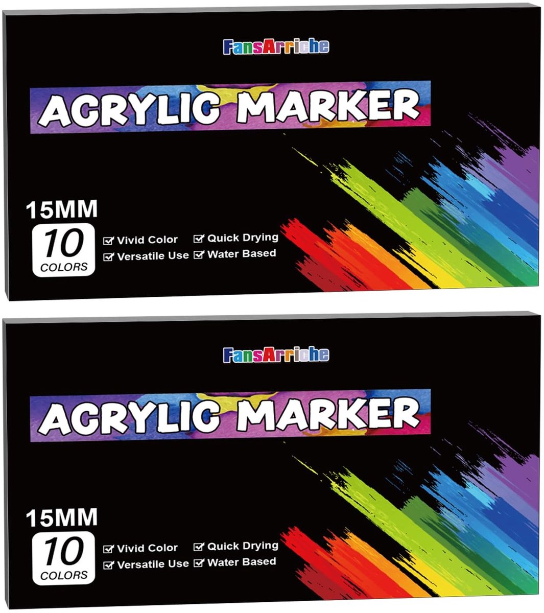 Elzusha - Set van 2 Acrylmarkers 15mm Jumbo met 10 Kleuren