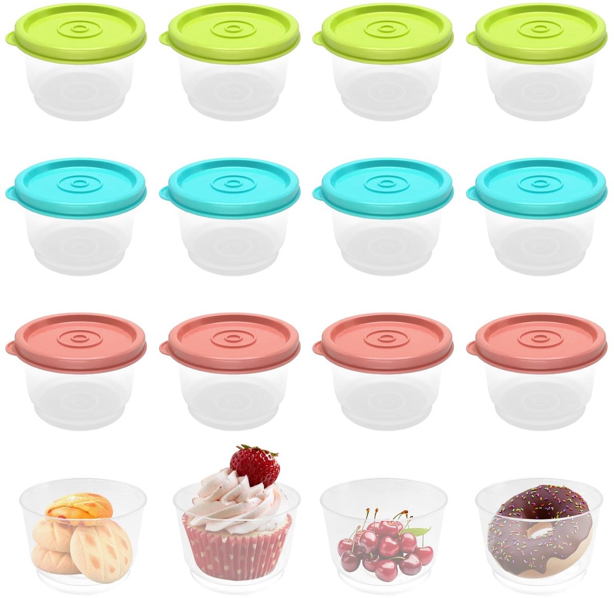 Elzusha - 12 Stuks Vershouddozen Rond 160 ml - Herbruikbare Lekvrije Snackcontainers