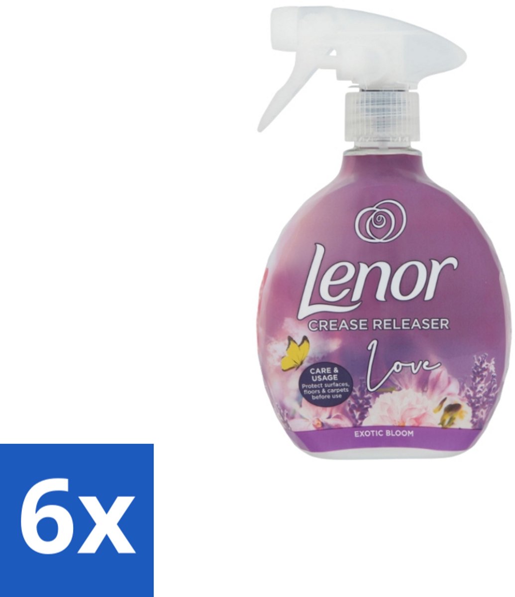 6 x Lenor – Crease Releaser Spray – Love Exotic Bloom – Kreukverwijderaar & Textielverfrisser – 500 ml - Kreukverwijderaar - Textielverfrisser - Stofverzachtener - Stofverfrisserspray - Kledingverzorging
