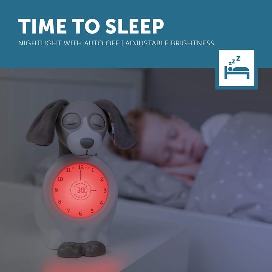 Hond Slaaptrainer - Nachtlamp Wekker - Kinderen Leren Wakker Worden - Ogen Open/Gesloten Functie - Instelbare Helderheid - Taupe — afbeelding 4