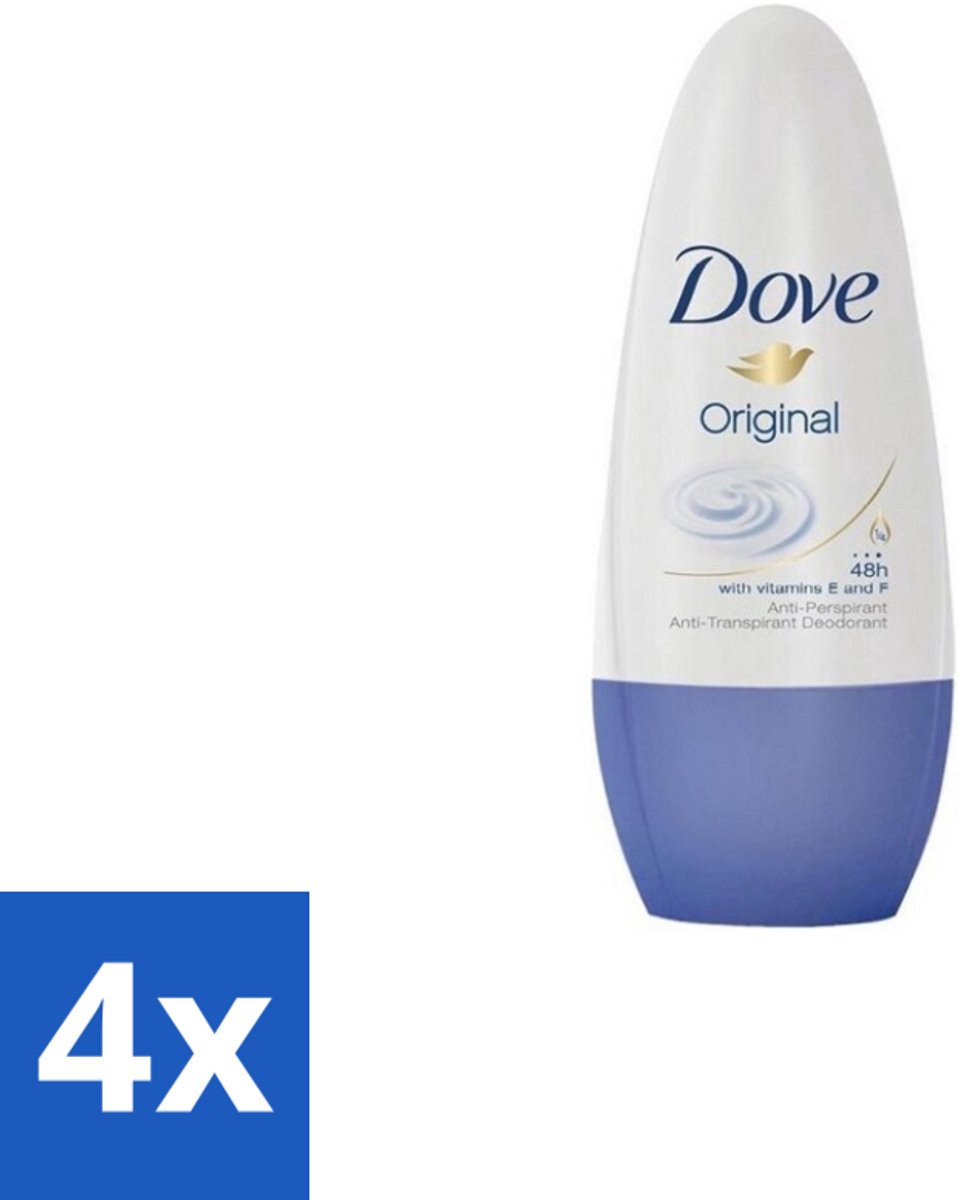 4 x Dove – Deodorant Roller – Original – 50 ml - Deodorant Roller - Okselgeur - Huid Verzorging - Transpiratiegeur - Frisse Geur