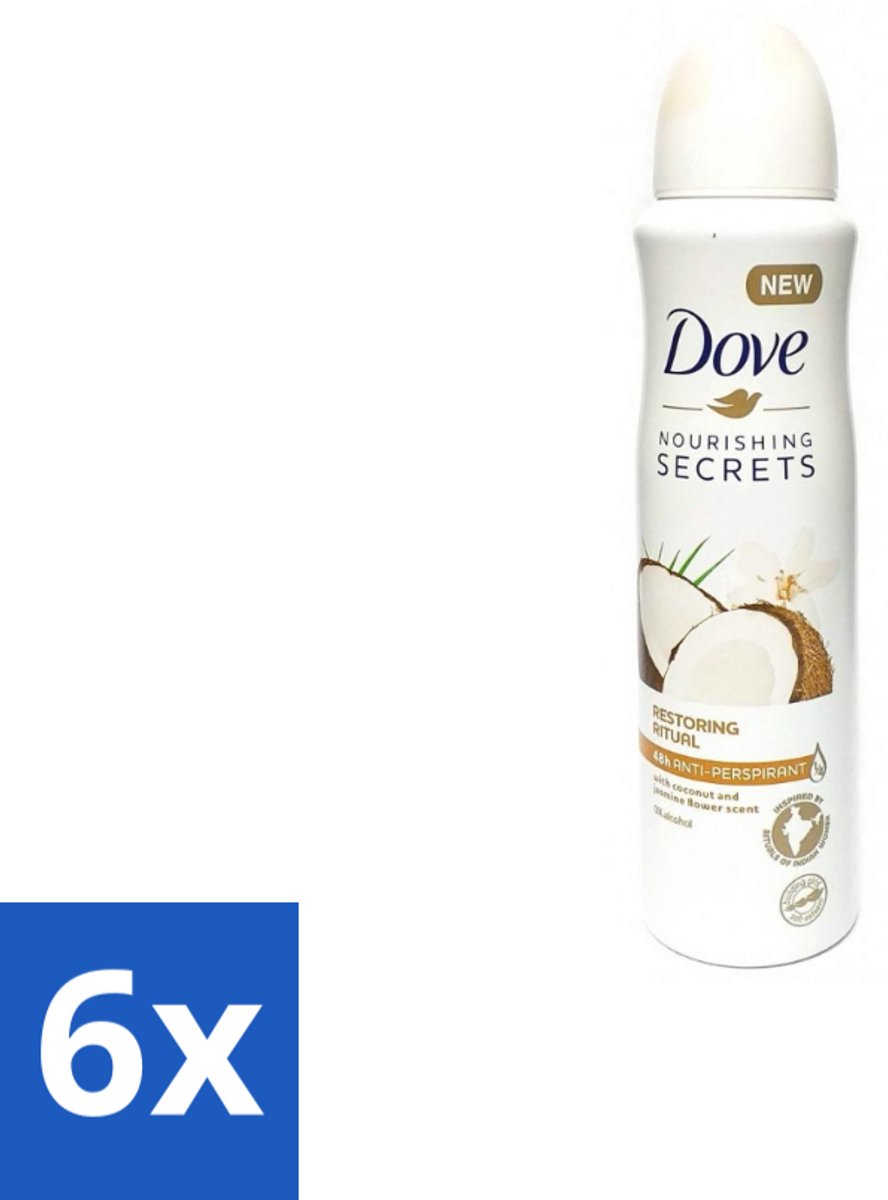 6 x Dove – Deodorant Spray – Restoring Ritual Cocos & Jasmijn – 150 ml - Deodorant Spray - Okselverzorging - Kokos En Jasmijn - Alcoholvrije Deodorant - Huidverzorging