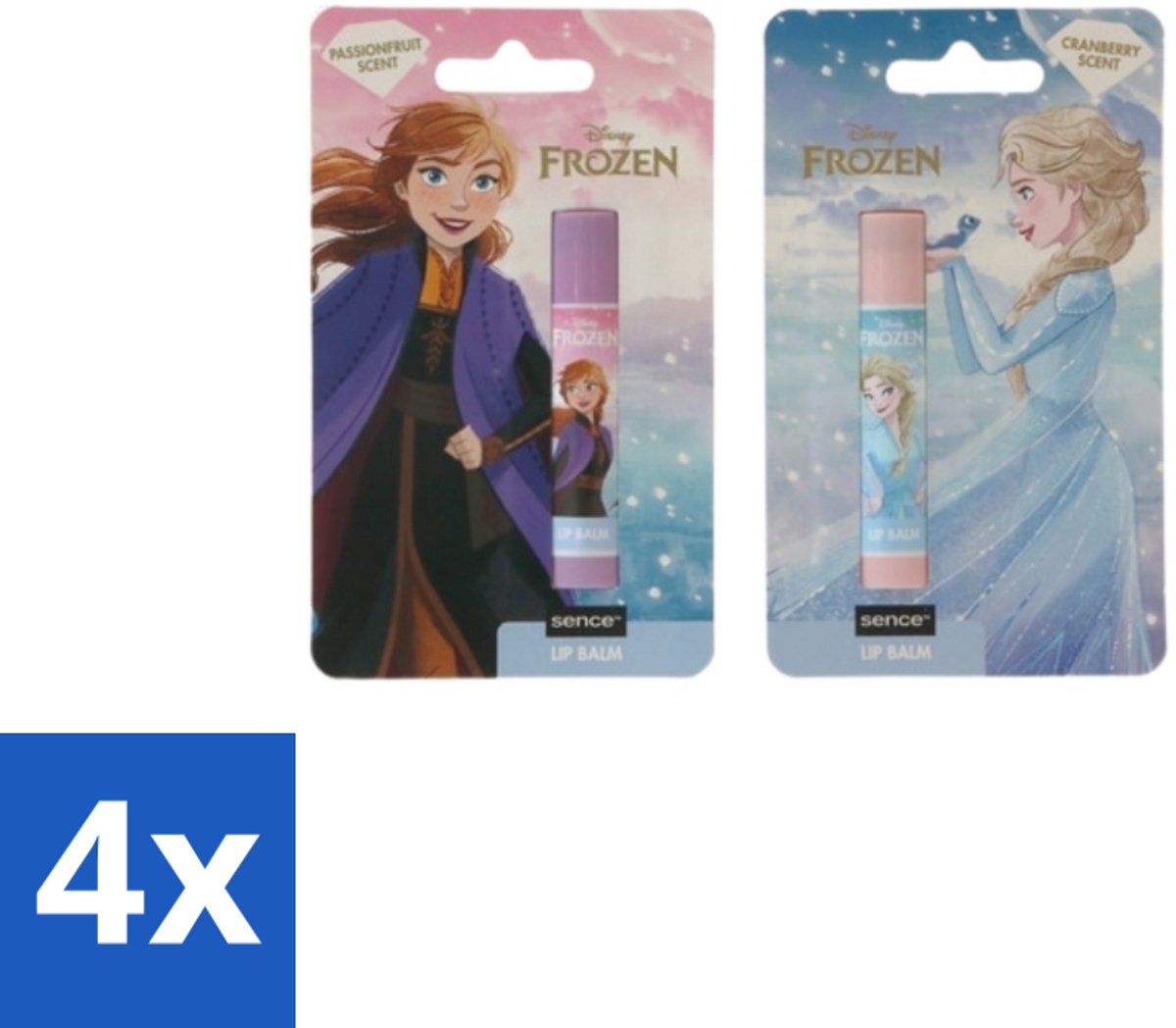 4 x Disney Frozen – Lippenbalsem – Blueberry & Passionfruit – Verzorgend - Disney Frozen Lippenbalsem - Lippenbalsem Elsa - Lippenbalsem Anna - Lippenbalsem Voor Kinderen - Lippenbalsem Voor Jongeren