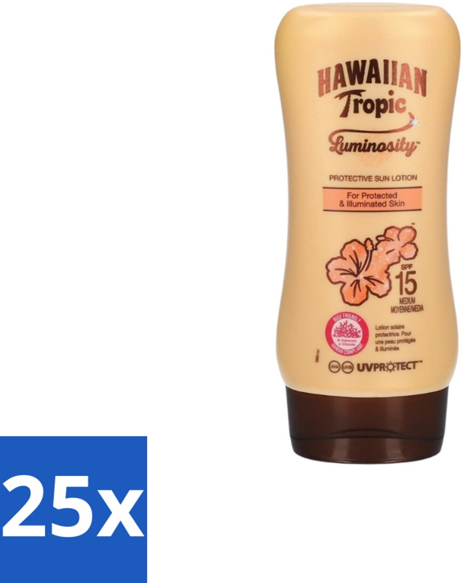 Hawaiian Tropic – Zonnebrand Lotion – Luminosity Medium SPF15 – 180 ml - Bulkverpakking - 25 stuks