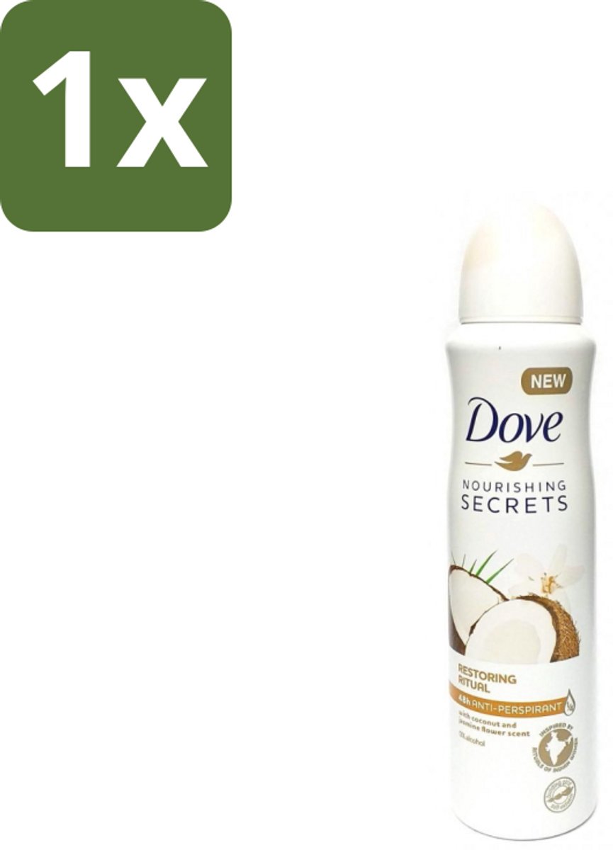 1 x Dove – Deodorant Spray – Restoring Ritual Cocos & Jasmijn – 150 ml - Deodorant Spray - Kokos En Jasmijn - Alcoholvrije Deodorant - Huidverzorging - Okselverzorging