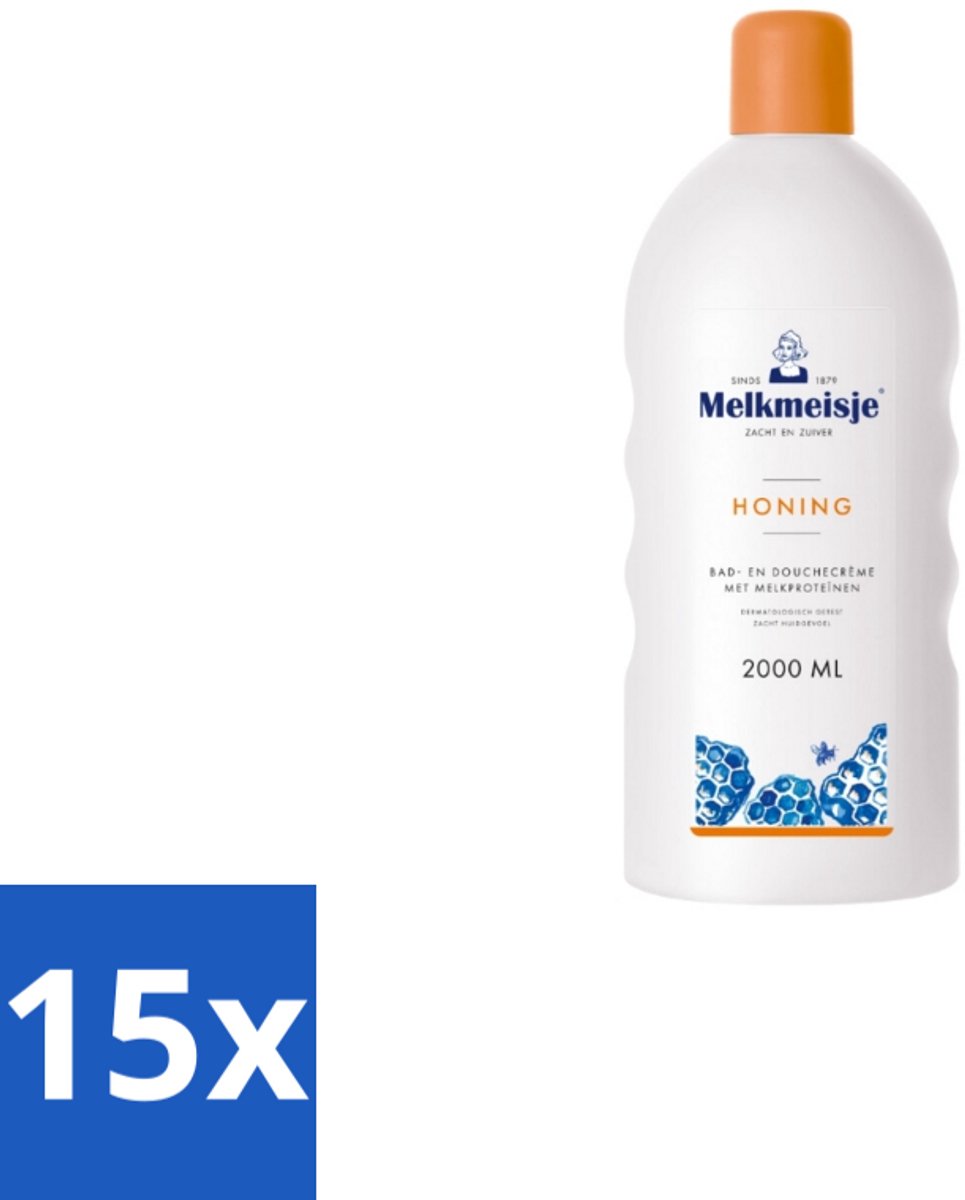 Melkmeisje Bad en Douche Crème Honing 2000 ml - Bulkverpakking - 15 stuks
