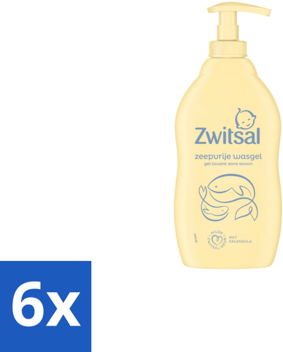 6 x Zwitsal Zeepvrije Wasgel 400 ml - Babywasgel - Zeepvrije Wasgel - Babyhuid Verzorging - Milde Wasgel - Glycerine Wasgel