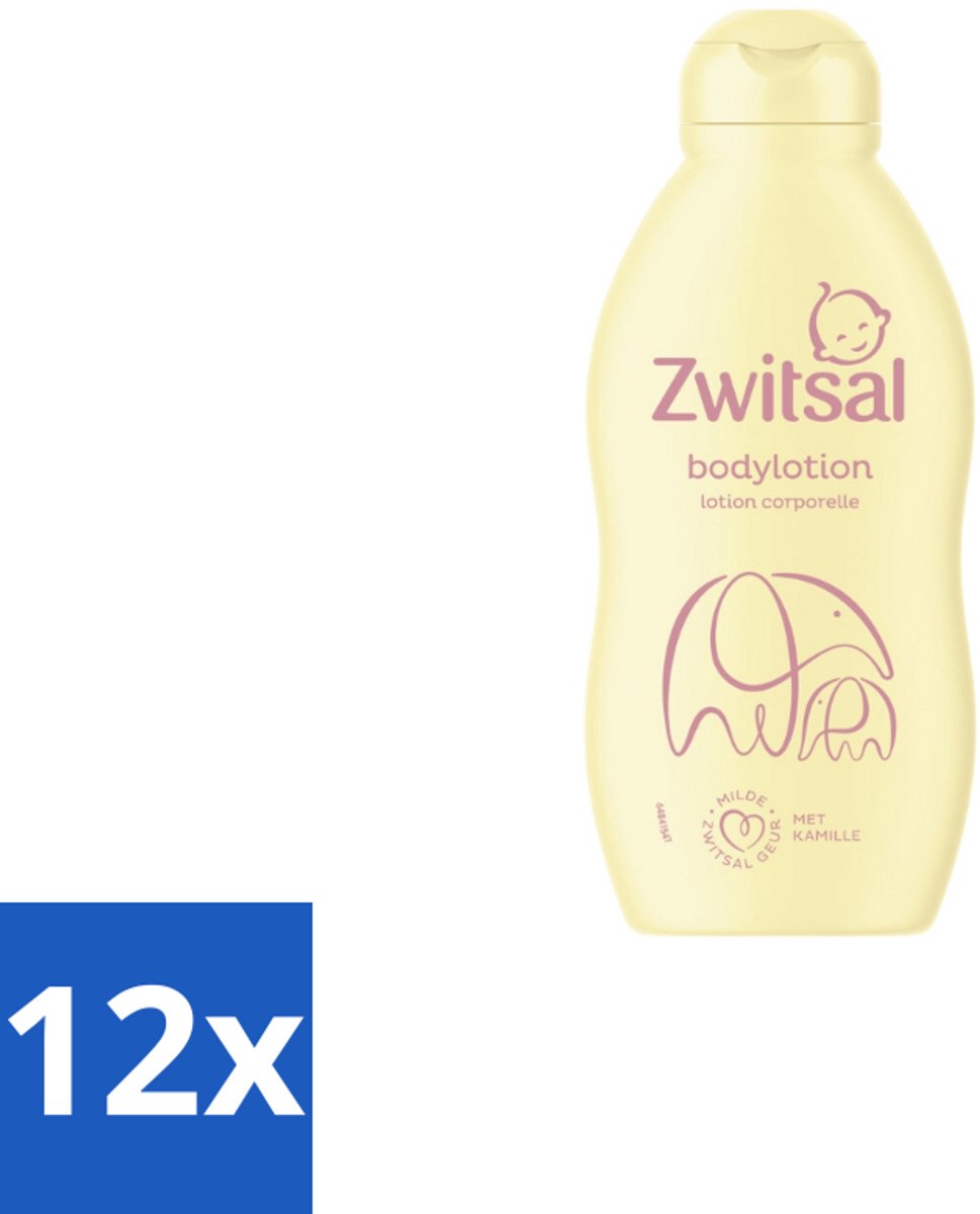 12 x Zwitsal – Bodylotion – Verzorgend – 200 ml - Baby Lichaamsverzorging - Babyhuid - Zwitsal Bodylotion - Kamille - Gevoelige Huid