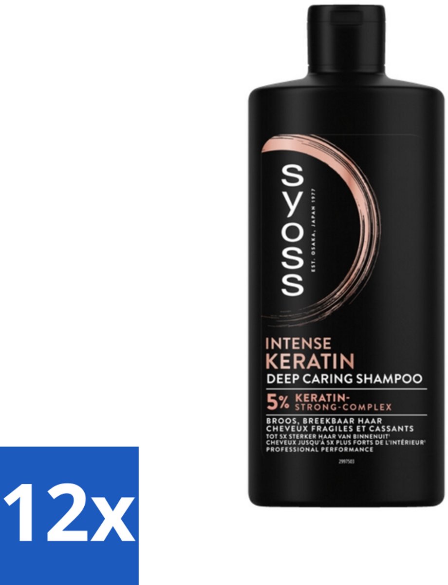 Syoss – Shampoo – Keratin Deep Caring – 440 ml - Voordeelverpakking - 12 stuks