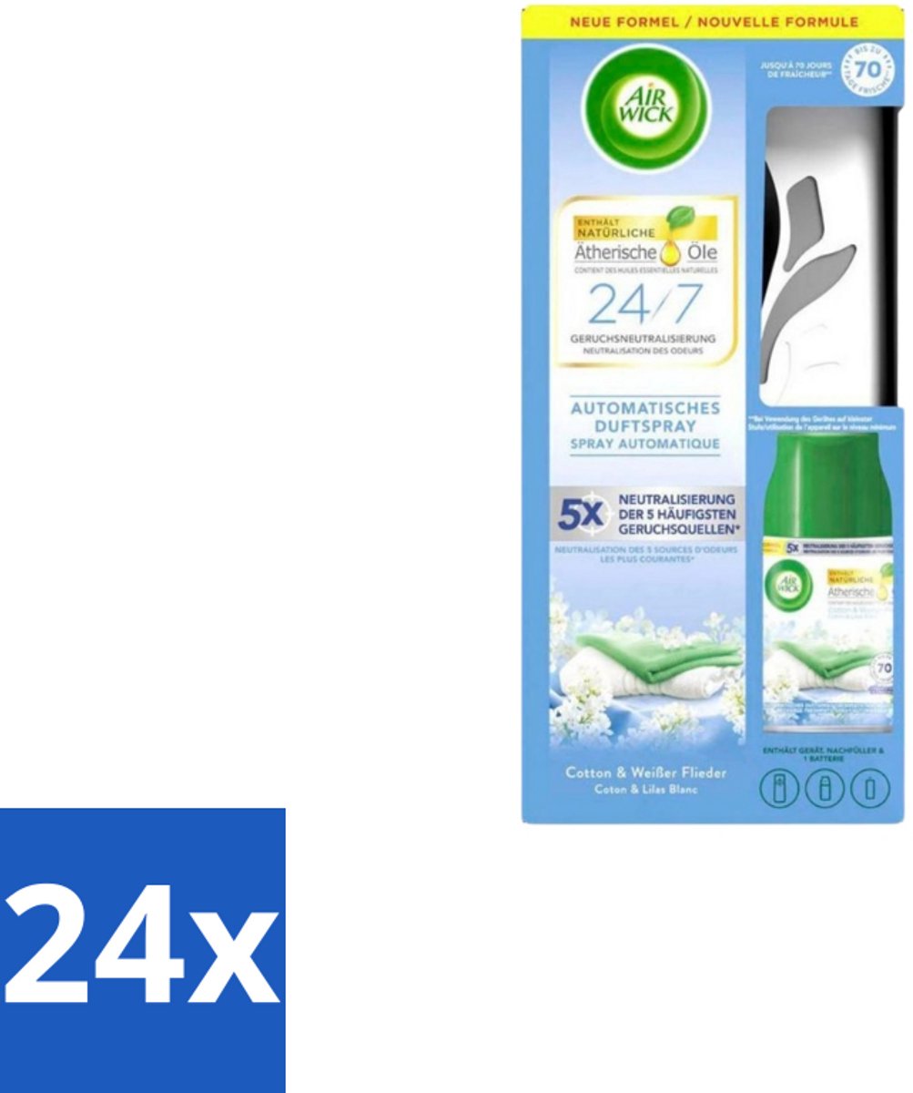 Air Wick - Freshmatic Max – Starterkit – Crisp Linen & Lilac – 250 ml - Voordeelverpakking - 24 stuks