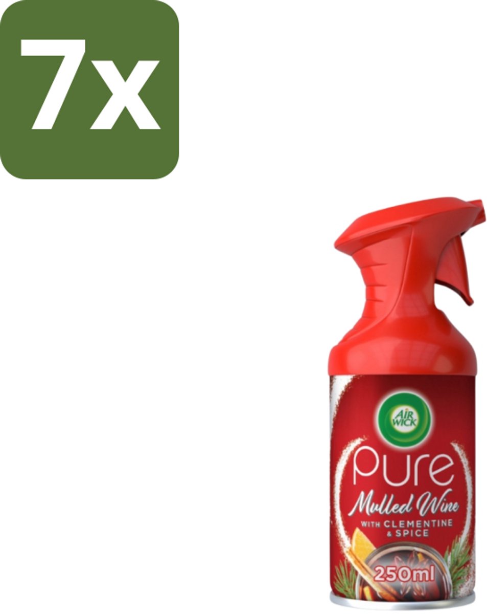 7 x Air Wick – Luchtverfrisser Spray – Pure Mulled Wine – 250 ml - Luchtverfrisser - Warme Geur - Mulled Wine - Gezellige Sfeer - Wintergeur