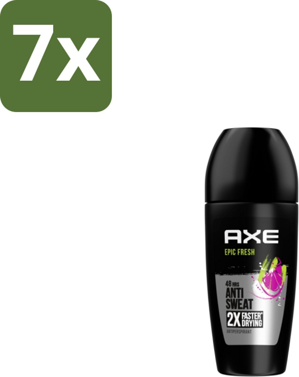 7 x Axe – Deodorant Roller – Epic Fresh – 50 ml - Anti-transpirant Roller - Zweetbestendig - Fris Geur - Grapefruit - Ananas