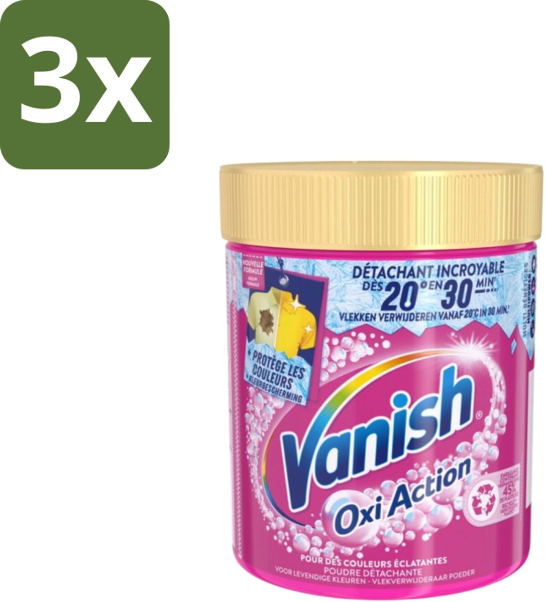 3 x Vanish – Wasbooster Poeder – Oxi Action Gekleurde Was – 470 g - Gekleurde Was - Vlekverwijderaar - Wasbooster - Kleurbehoud - Anti-verkleuring