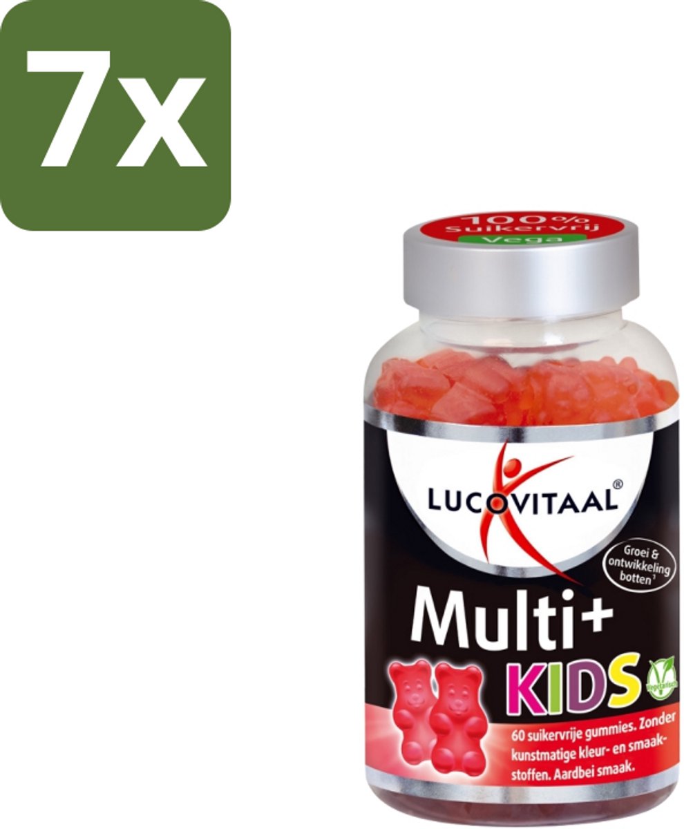 7 x Lucovitaal Vitamine Gummies Multi+ Kids 60 gummies - Multivitamine Gummies Voor Kinderen - Vitamine C Voor Kinderen - Vitamine D Voor Kinderen - Vitamine B12 Voor Kinderen - Suikervrije Gummies