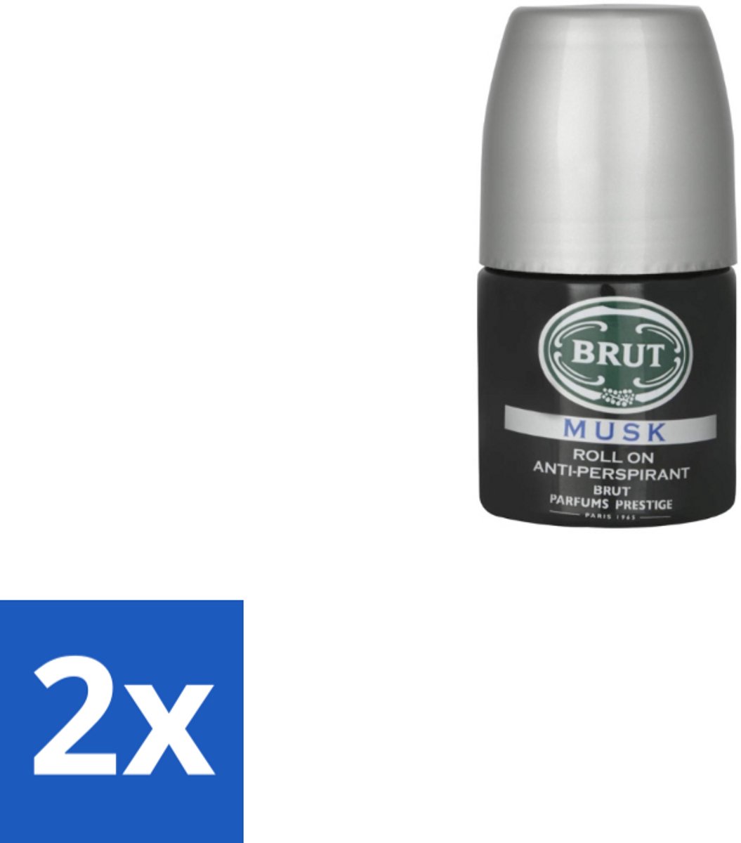 2 x Brut – Deodorant Roller – Musk - 50 ml - Anti-transpirant Roll-on - Muskusgeur - Mannelijke Uitstraling - Langdurige Bescherming - Frisheid