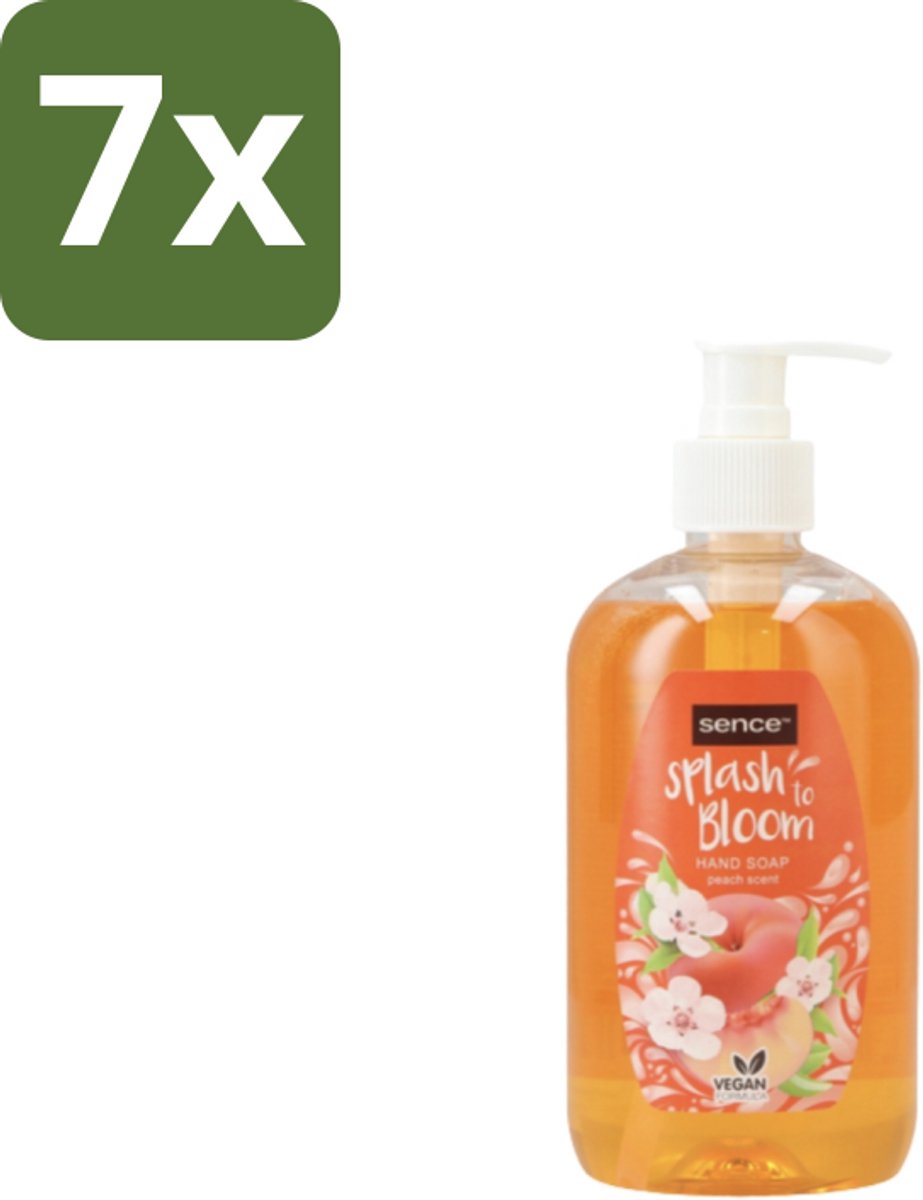 7 x Sence – Handzeep – Splash To Bloom Peach – 500 ml - Handzeep - Perzikgeur - Handen Reinigen - Zachte Handzeep - Handen Verzorgen