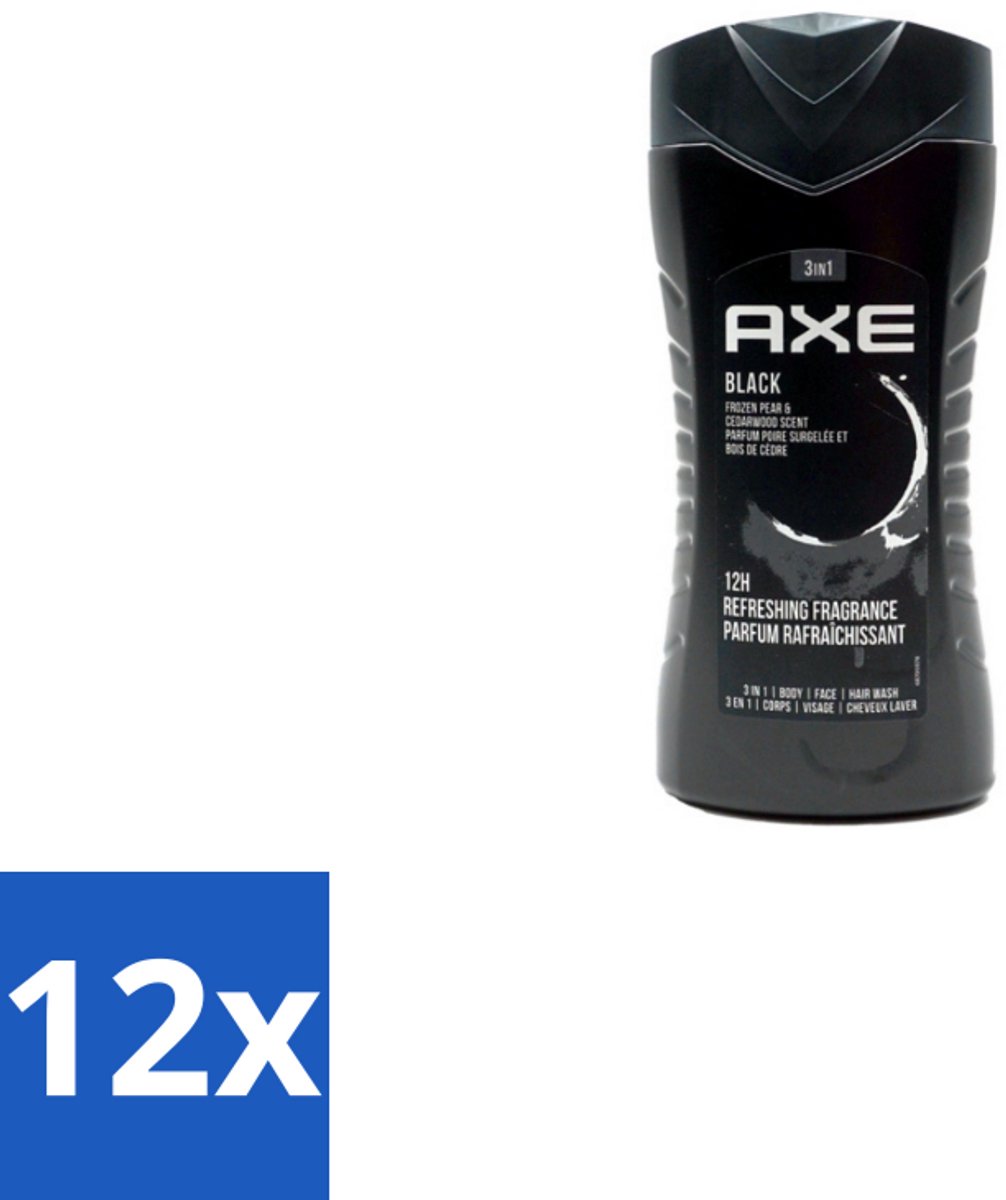 Axe – Douchegel – Black – Houtachtig & Fris - 250 ml - Voordeelverpakking - 12 stuks