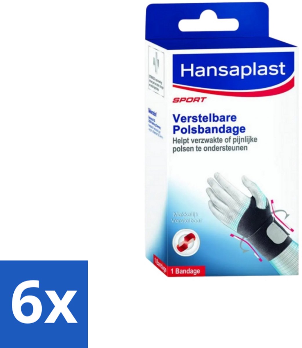 Hansaplast – Sport Polsbandage – Verstelbaar – Universele Maat - Voordeelverpakking - 6 stuks