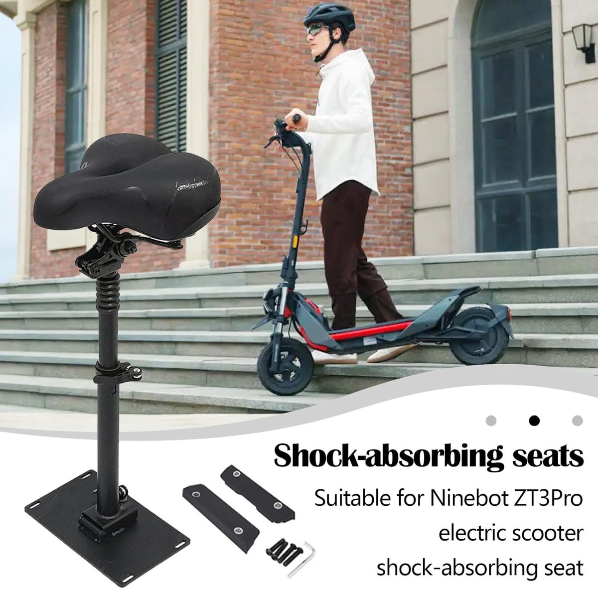 Elektrische Step Zitting met Schokdemper – Hoogte Verstelbaar 45-65cm | Voor Volwassenen | Lange Afstand Rijden
